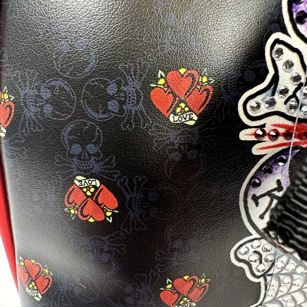 Ed Hardy Cosmetic Bag 2 Piece Set‎ Rhinestone Skull Hearts Tattoo Style NWT